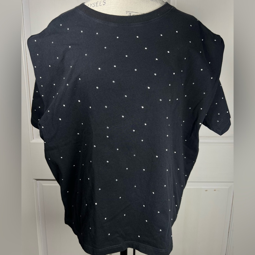 Tenis Brand Black Rhinestone Embellished Cap Sleeve Excellent condition Size L - Picture 2 of 6